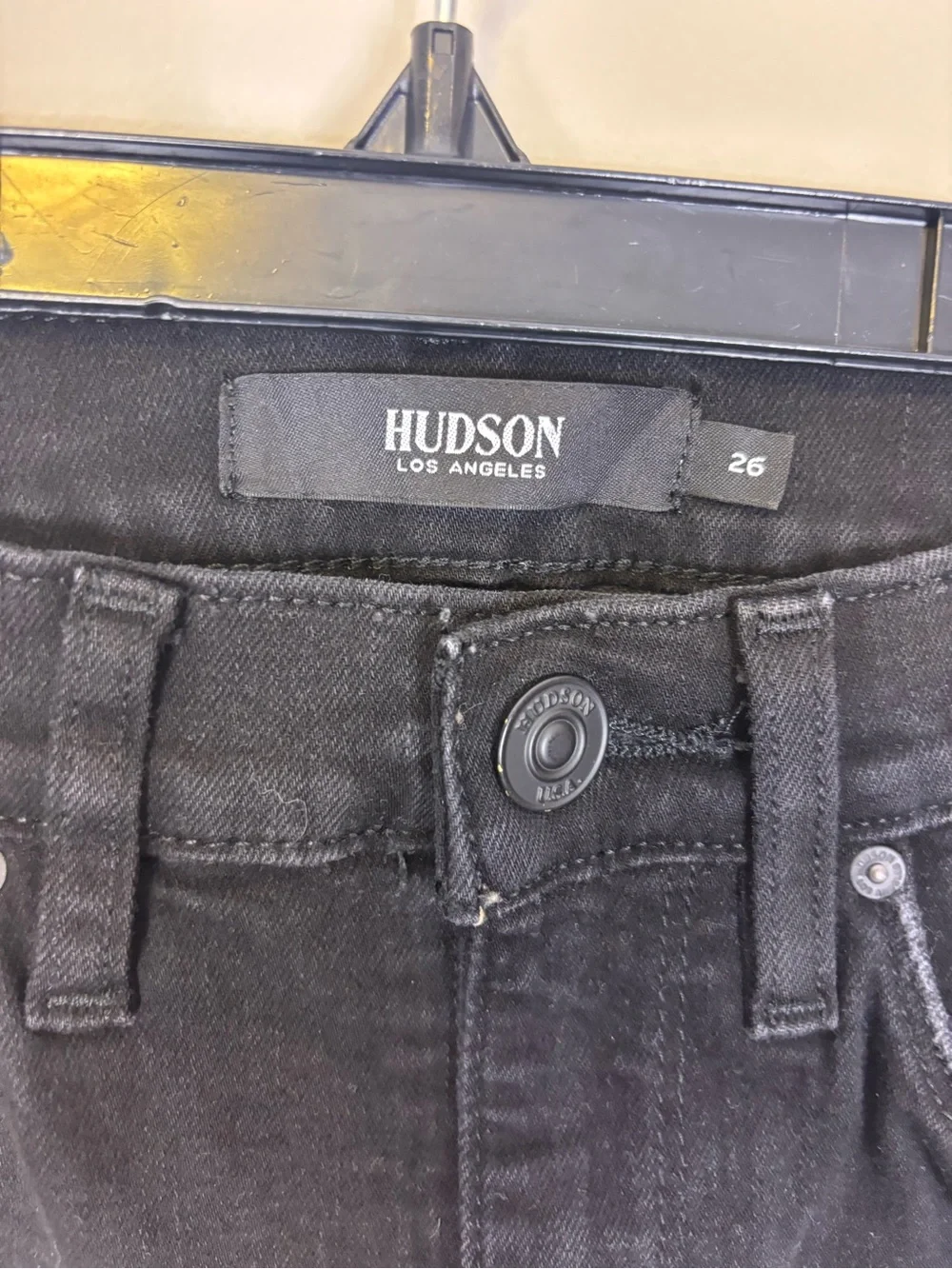 Hudson Jeans Black High-Rise Bootcut Jeans with Knee Distress Women’s 26